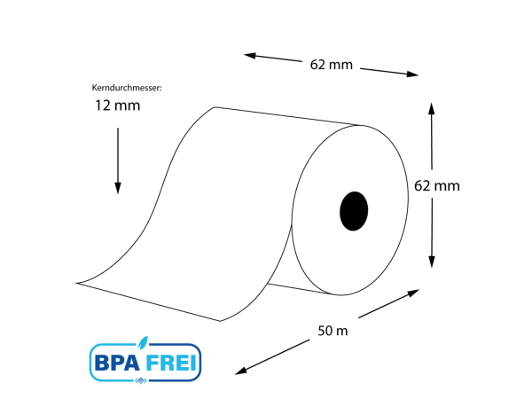 Thermorollen für Kassen BPA-frei 62 x 50m x 12 #1