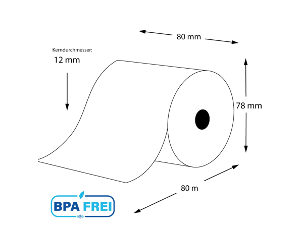 Thermorollen BPA-frei 80 x 80m x 12 Karton (45 Rollen)