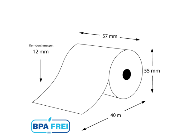 Thermorollen BPA-frei 57 x 50m x 12 (50 Rollen)