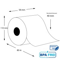 Linerless OC Thermo-TOP Etikettenrollen 58mm x 80m x 40mm