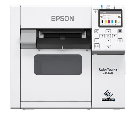 Epson ColorWorks C4000e (bk) Farbetikettendrucker, Tintenstrahl, USB, Ethernet, weiß