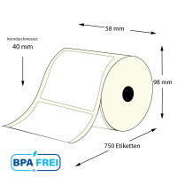 Thermo Etikettenrollen 58x60 mm