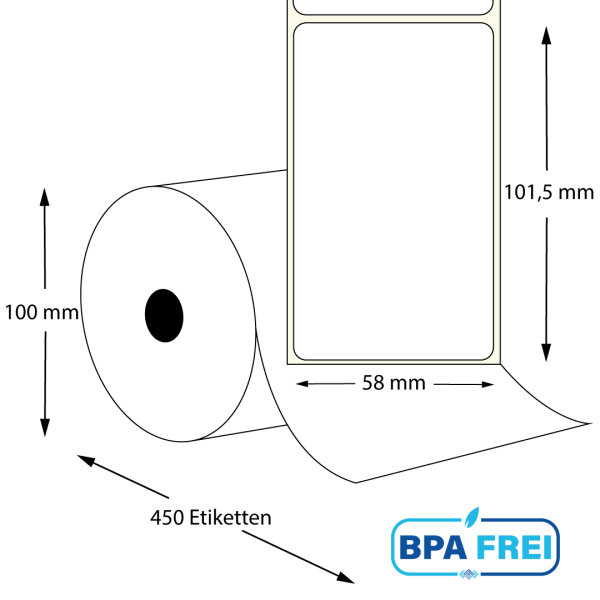 Thermo Etikettenrollen 58x100 mm