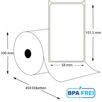 Thermo Etikettenrollen 58x100 mm