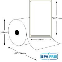 Thermo Etikettenrollen 58x100 mm