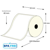 Thermo Etikettenrollen 58x100 mm