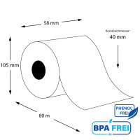 Thermo Linerlessrollen 58 x 80 Lfm.