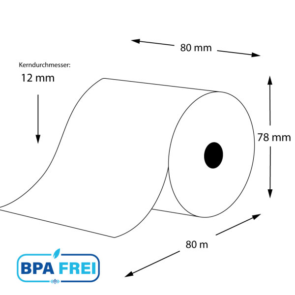 Thermorollen BPA-frei 80 x 80m x 12