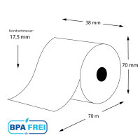 Thermorollen BPA-frei 38 x 70m x 17,5 (50 Rollen)