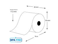 Thermorollen BPA-frei 38 x 70m x 17,5 (50 Rollen)