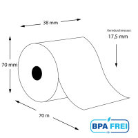 Thermorollen BPA-frei 38 x 70m x 17,5 (50 Rollen)