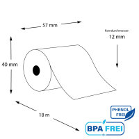 Kurze Thermorollen phenolfrei 57 x 18m x 12 (50 Rollen)