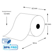 Thermorollen phenolfrei 62 x 50m x 12 aus extrastarkem...