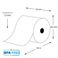 Thermorollen BPA-frei 54 x 50m x 12 (60 Rollen)