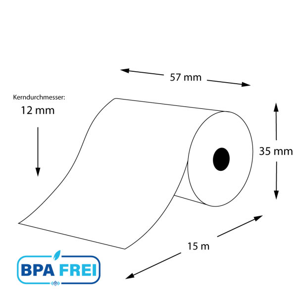 Thermorollen BPA-frei 57 x 15m x 12 (50 Rollen)