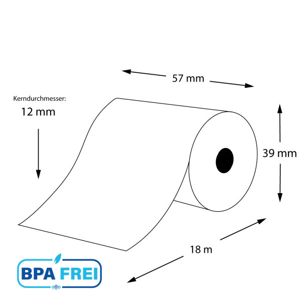 Thermorollen BPA-frei 57 x 18m x 12 (50 Rollen)