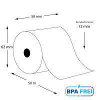 Thermorollen BPA-frei 58 x 50m x 12 (50 Rollen)