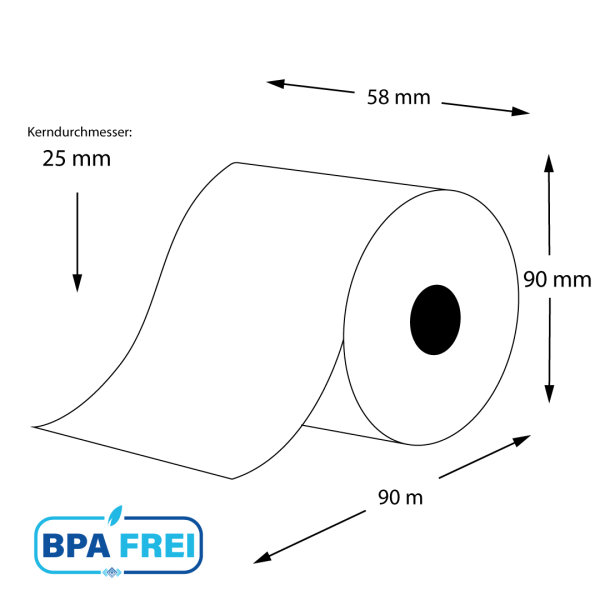 Thermorollen BPA-frei 58 x 90m x 25 (40 Rollen)