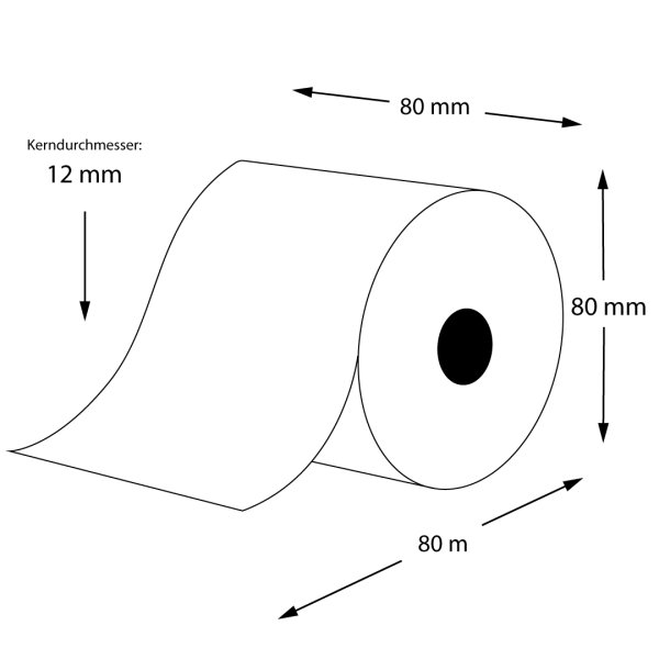 Thermorollen 80 x 80m x 12 - Economy, 48g/m² - BPA-frei (50 Rollen)