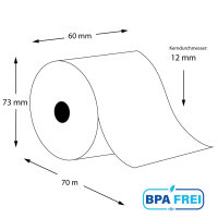 Thermorollen für Kassen BPA-frei 60 x 70m x 12 (50...