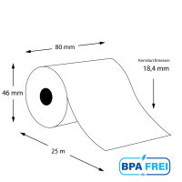 Thermorollen für Kassen BPA-frei 80 x 25m x 18,4 (50...