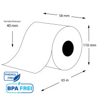 Linerless Thermo-TOP Etikettenrollen 58mm x 65m x 40 (30...