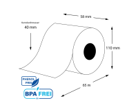 Linerless Thermo-TOP Etikettenrollen 58mm x 65m x 40 (30...