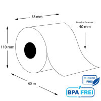 Linerless Thermo-TOP Etikettenrollen 58mm x 65m x 40 (30...