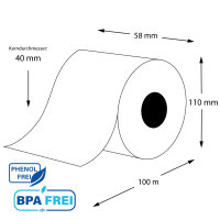 Linerless Thermo-TOP Etikettenrollen 58mm x 100m x 40 (18...