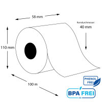 Linerless Thermo-TOP Etikettenrollen 58mm x 100m x 40 (18...