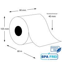 Linerless Thermo-TOP Etikettenrollen 80mm x 80m x 40 (20...