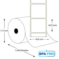 Thermo-Etikettenrollen 46,8 x 42,9 mm (Hülse: 40 mm)...