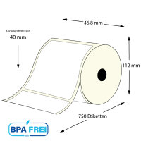 Thermo-Etikettenrollen 46,8 x 62 mm (Hülse: 40 mm)...