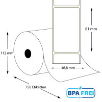 Thermo-Etikettenrollen 46,8 x 81 mm (Hülse: 40 mm)...