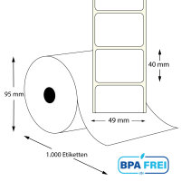 Thermo-Etikettenrollen 49 x 40 mm (Hülse: 40 mm)...