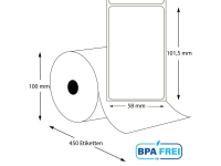 Thermo-Etikettenrollen 58 x 101,5 mm (Hülse: 40 mm)...