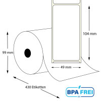 Thermo-Etikettenrollen 49 x 104 mm (Hülse: 40 mm)...