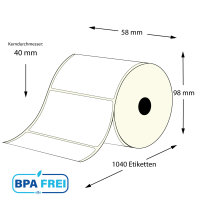 Thermo-Etikettenrollen 58 x 43 mm (Hülse: 40 mm)...